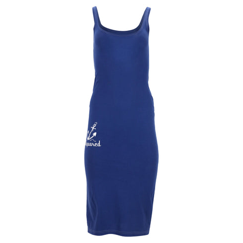 Women's Dsquared2 Sleeveless Midi Dress in Blue Cotton