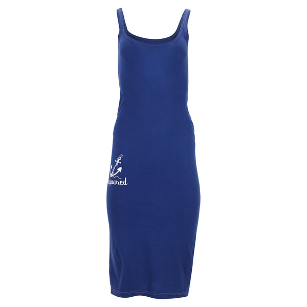 Women's Dsquared2 Sleeveless Midi Dress in Blue Cotton