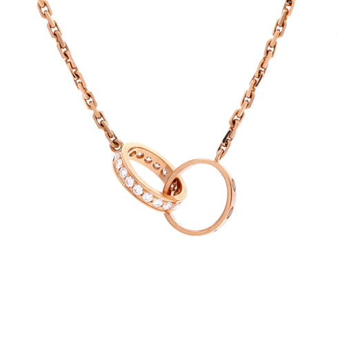 Love Interlocking Necklace 18K Rose Gold with Diamonds