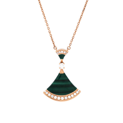 Divas' Dream Pendant Necklace 18K Rose Gold with Malachite and Diamonds Large