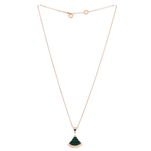 Divas' Dream Pendant Necklace 18K Rose Gold with Malachite and Diamonds Large