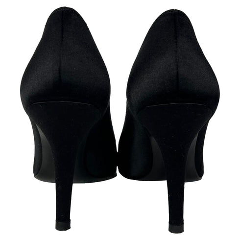 Women's Stuart Weitzman Pointed Toe Pumps in Black Satin