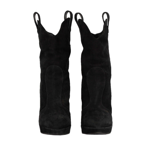 Women's Giuseppe Zanotti Pointy Suede Black Boots- '20s