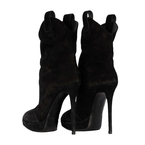 Women's Giuseppe Zanotti Pointy Suede Black Boots- '20s