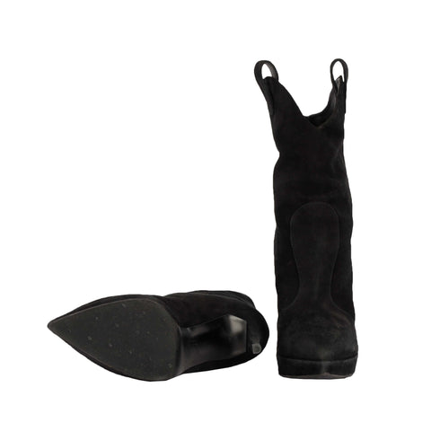 Women's Giuseppe Zanotti Pointy Suede Black Boots- '20s