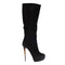Women's Black Suede Boots with Animal Print Heels - '20s