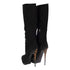 Women's Black Suede Boots with Animal Print Heels - '20s