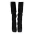 Women's Black Suede Boots with Animal Print Heels - '20s