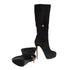 Women's Black Suede Boots with Animal Print Heels - '20s