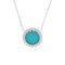 T Circle Pendant Necklace 18K White Gold with Turquoise and Diamonds Large