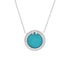 T Circle Pendant Necklace 18K White Gold with Turquoise and Diamonds Large