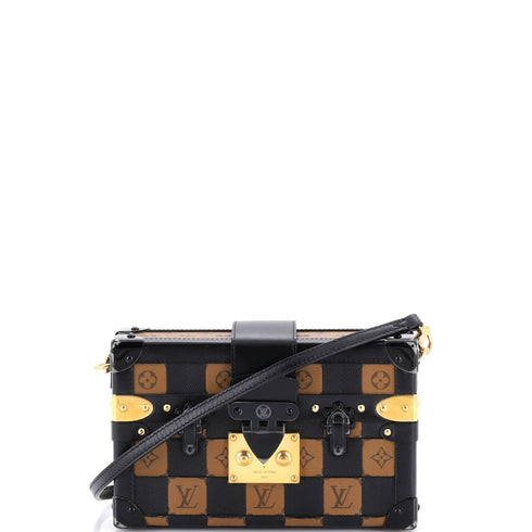 Petite Malle Handbag Damier Tressage Monogram Canvas and Leather