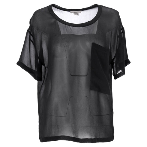Women's Helmut Helmut Lang Sheer Ghost Top in Black Silk