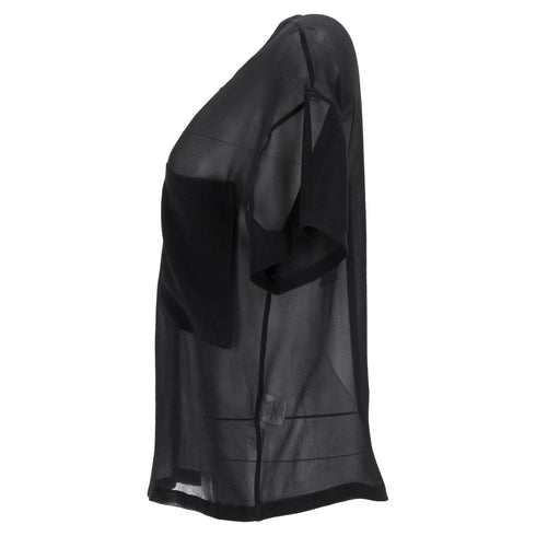 Women's Helmut Helmut Lang Sheer Ghost Top in Black Silk