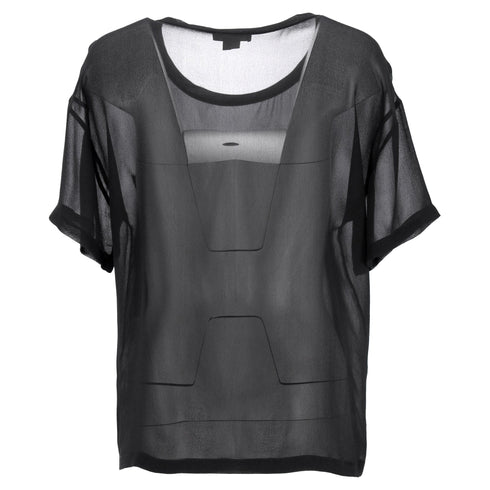 Women's Helmut Helmut Lang Sheer Ghost Top in Black Silk