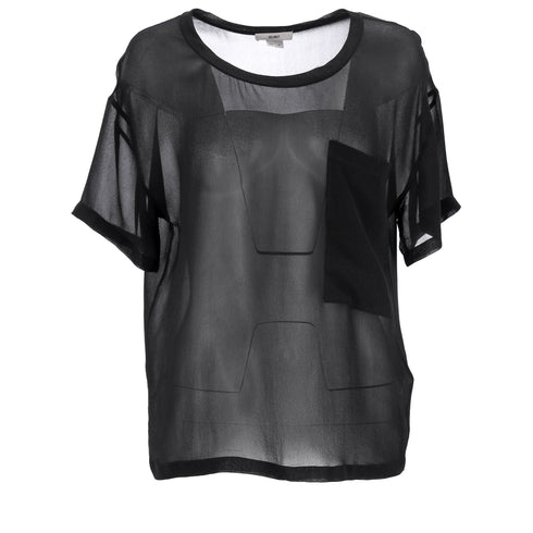 Women's Helmut Helmut Lang Sheer Ghost Top in Black Silk
