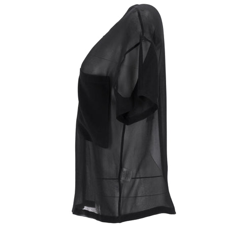 Women's Helmut Helmut Lang Sheer Ghost Top in Black Silk