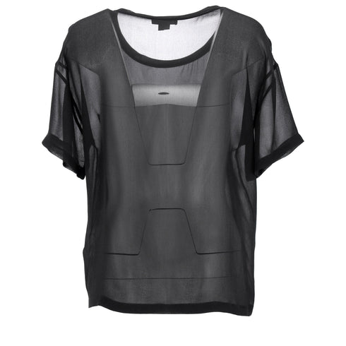 Women's Helmut Helmut Lang Sheer Ghost Top in Black Silk