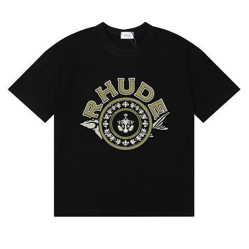 Rhude T-shirts Sturgeon Caviar Printed Cotton Short Sleeves Men and Women