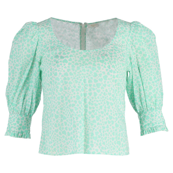 Women's Rixo Emily Scoop Neck Top in Turquoise Cotton