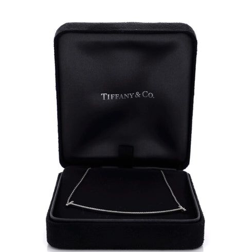 T Smile Pendant Necklace 18K White Gold with Diamonds Large