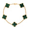 Vintage Alhambra 5 Motifs Bracelet 18K Yellow Gold and Malachite
