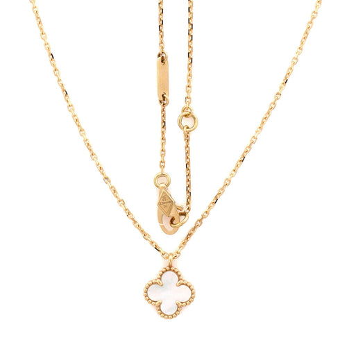 Sweet Alhambra Pendant Necklace 18K Yellow Gold and Mother of Pearl