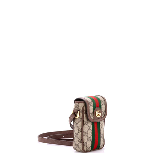 Ophidia Flap Phone Holder Crossbody Bag GG Coated Canvas