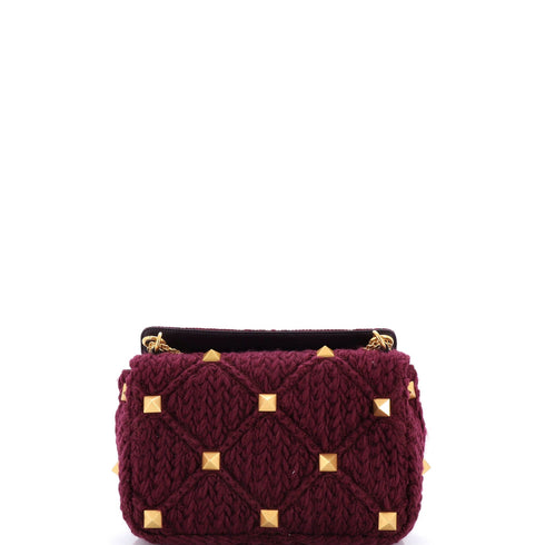Roman Stud Flap Bag Knitted Cashmere Large