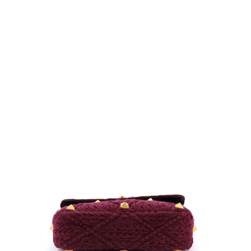 Roman Stud Flap Bag Knitted Cashmere Large