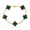 Vintage Alhambra 5 Motifs Bracelet 18K Yellow Gold and Malachite