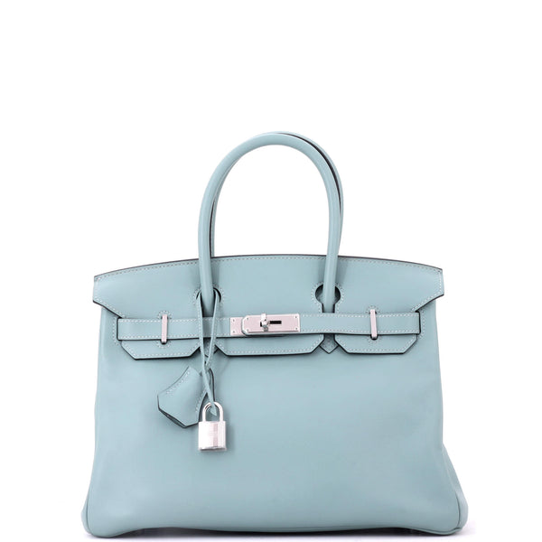 Birkin Handbag Ciel Swift with Palladium Hardware 30
