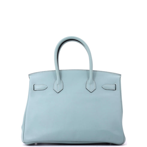 Birkin Handbag Ciel Swift with Palladium Hardware 30