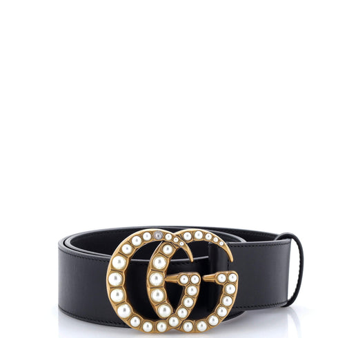 Pearly GG Marmont Belt Leather Wide