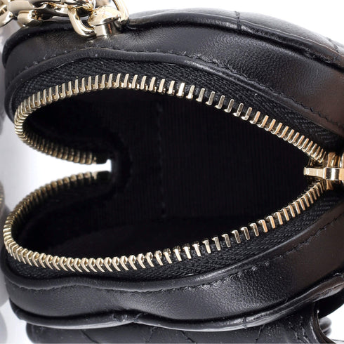 CC in Love Heart Chain Necklace Zip Coin Purse Quilted Lambskin