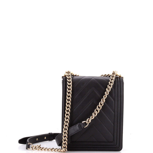 North South Boy Flap Bag Chevron Lambskin Small