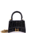 Hourglass Chain Top Handle Bag Crocodile Embossed Leather Mini