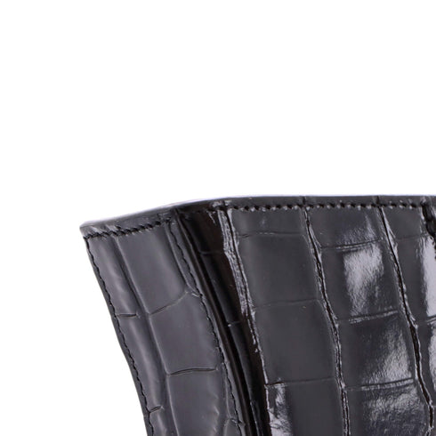Hourglass Chain Top Handle Bag Crocodile Embossed Leather Mini