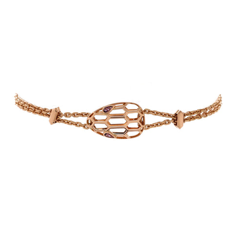 Serpenti Seduttori Chain Bracelet 18K Rose Gold with Amethyst