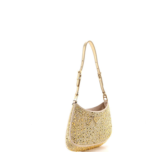 Cleo Shoulder Bag Crystal Embellished Satin Small