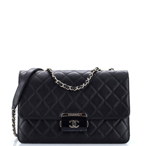 Beauty Lock Flap Bag Quilted Sheepskin Large