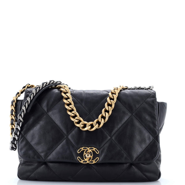 19 Flap Bag Quilted Leather Maxi