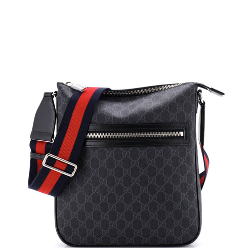 Web Strap Front Zip Messenger Bag GG Coated Canvas Medium