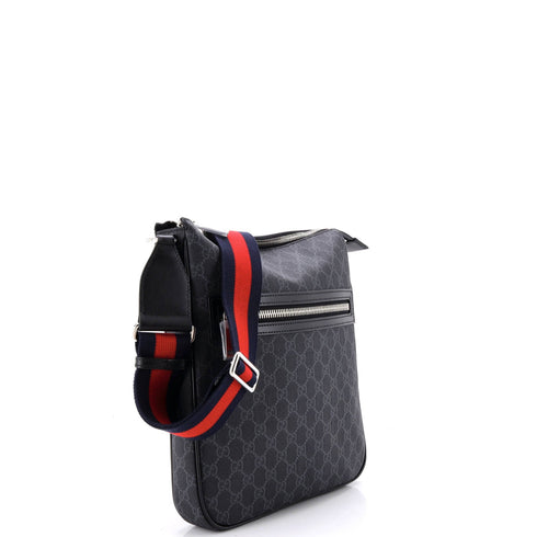 Web Strap Front Zip Messenger Bag GG Coated Canvas Medium