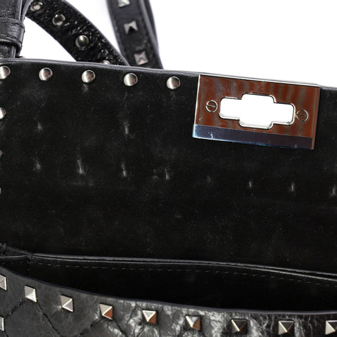 Rockstud Spike Flap Shoulder Bag Quilted Leather Small