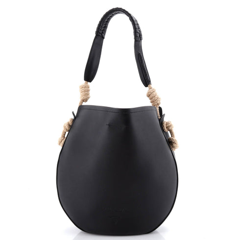 Tambour Shoulder Bag Leather with Rope Detail