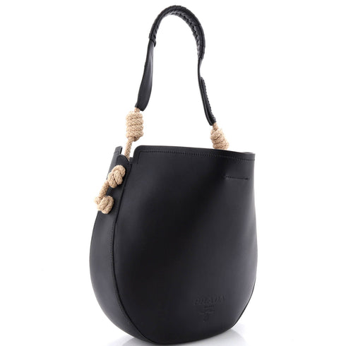 Tambour Shoulder Bag Leather with Rope Detail
