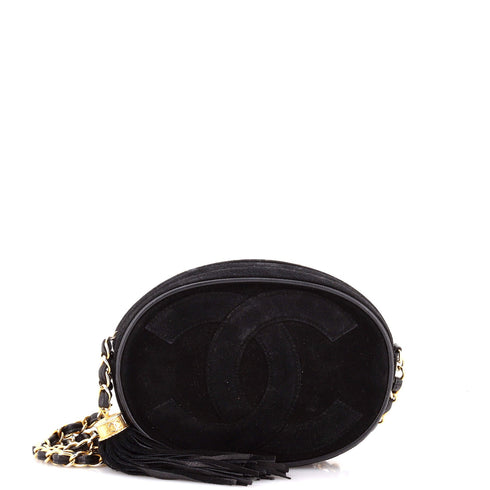 Vintage Oval CC Tassel Crossbody Bag Suede Mini