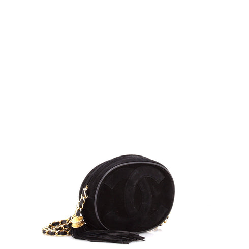 Vintage Oval CC Tassel Crossbody Bag Suede Mini