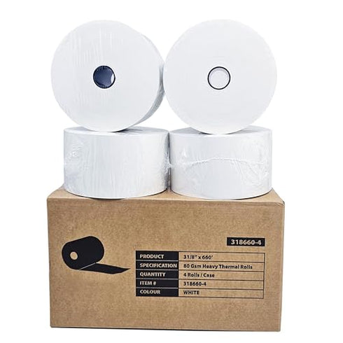(4 Rolls - 1 Case) 3 1/8 x 660' heavy thermal paper - nautilus hyosung halo - 80 GSM ATM Special Thermal Paper Rolls - BuyRegisterRolls